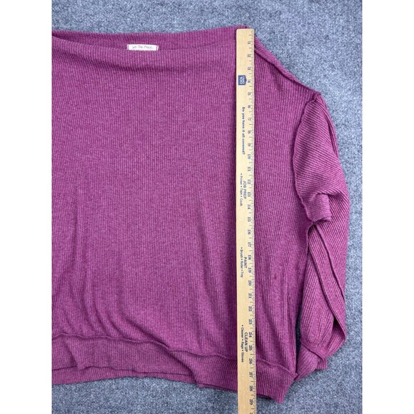 Free People We The Free Shirt Womens Large Pink Ribbed Dolman Boat Neck Thermal - Picture 3 of 8